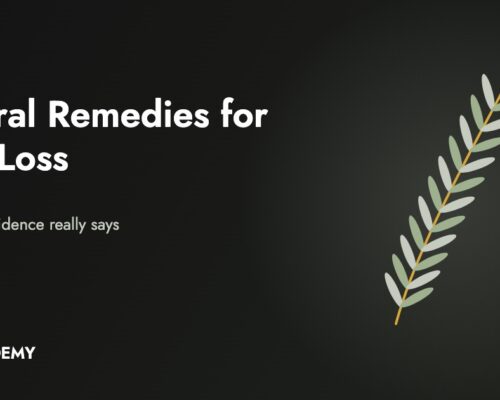 Natural remedies for hair loss, rosemary sprig and oil illustration