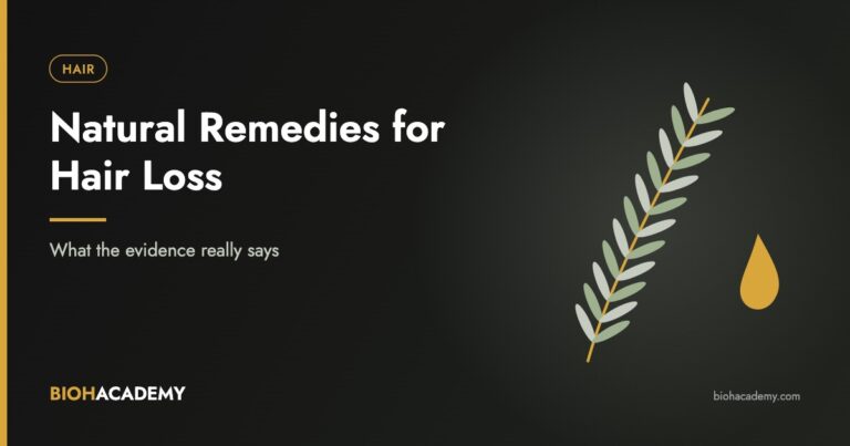 Natural remedies for hair loss, rosemary sprig and oil illustration