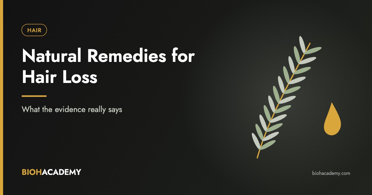 Natural remedies for hair loss, rosemary sprig and oil illustration